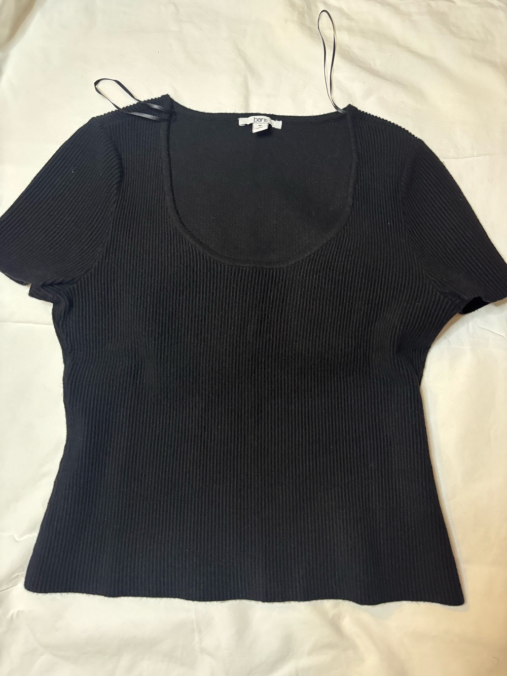 Bar lll  Black Ribbed Scoop Neck Short Sleeve Top